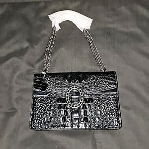 Faux crocodile shoulder bag